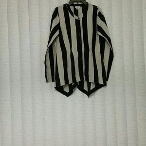 BLACK & KHAKI PINSTRIPE BLOUSE NWT